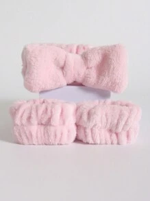 1 件可爱蝴蝶结毛绒面部头带和 2 件腕带套装，毛巾布发带瑜伽运动淋浴面部弹性头带，用于女孩和女士化妆和洗脸、护肤、房间装饰、家居装饰、卧室装饰、浴室、圣诞礼物、浴室装饰、旅行、旅行用品、婚礼、圣诞派对、妈妈礼物、家居、房间、家居装饰、圣诞礼物、送给妈妈的礼物、生日、粉色房间装饰、客厅装饰、卧室、男士礼物、爸爸礼物、蘑菇、新年、妈妈、配饰、送给爸爸的礼物、朋友、有趣的礼物、护肤头带、美容、护肤产品、水疗、自我护理、护肤工具、面部护理、美容师用品、皮肤、洗面奶、面部 - 粉色 - 查看 5