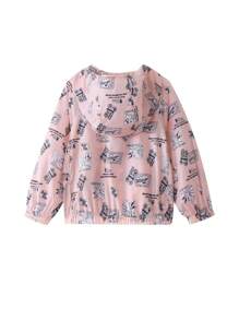 Annil Girls Cartoon Print Sun Protection Lightweight Hooded Jacket White