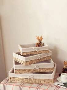 Caja de almacenamiento de escritorio para maquillaje, llaves, bandejas de snacks, organizador de almacenamiento de ratán para sala de estar, canasta tejida estilo bohemio, maceta de cuerda natural, decoración de jardín de ratán natural con marco metálico, canastas boho para aire libre con estilo costero, canasta geométrica, para volver a la escuela
