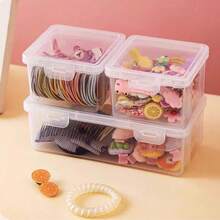 1pc Plastic Hobby Art Craft Supply Organizer Storage Box with Snap-Tight Closure Latch, Art Satchel Storage Case for Ribbons Bead Sticker Yarn and Ornaments, Stackable, Clear - Clear - View 3