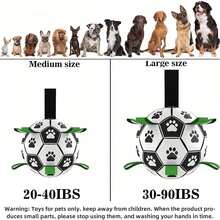 1pc Interactive Rubber Football Dog Toy With Built-in Bell, Ribbon & Air Pump For Indoor & Outdoor Activities, Suitable For Large/medium/small Dogs - White - View 3