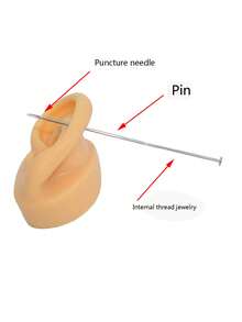 5pcs Stainless Steel Piercing Needles For Ear/navel/lip/eyebrow/straight Piercing - Silver - View 5