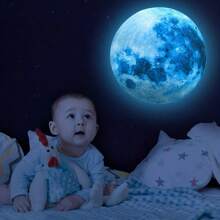 夜光月球貼紙,適用於暗室的天花板和牆壁貼紙,發光星星壁貼完美適用於臥室或客廳裝飾(20*20厘米) - 20*20 - 查看 5