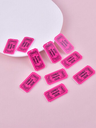 10pcs Fashionable Bright Pink "Lonely Hearts Club" Acrylic Pendant, DIY Jewelry Making Earrings For Women