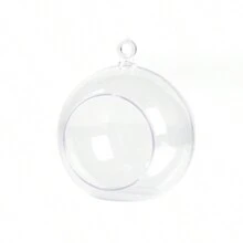 1入組時尚扁圓形塑膠玻璃容器花盆適用於水耕植物，壁掛裝飾花瓶，完美家居、辦公室和客廳裝飾 - 無色 - 查看 3