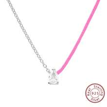 Moonmory 一件時尚真正 925 純銀紅繩吊墜項鍊女式熱藍色繩滴水水晶項鍊首飾聖誕禮物圓形寶石 18k 鍍金 - 圓形寶石 18K 鍍金 - 查看 32