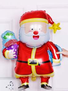 5pcs Christmas Aluminum Foil Balloons Set, Cartoon Gift & Santa Claus Pattern Merry Christmas Party Decoration Balloon - Multicolor - View 3