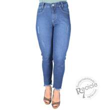 Calça Jeans R7Jeans Feminina Tradicional Cintura Média Destroyde Used Puído