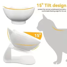 1pc Cartoon Cat Design Pet Bowl - White - View 4