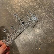 1入鑲有水晶的皇冠髮箍,巴洛克風格的頭帶,婚禮與拍照的髮飾頭飾等派對配件