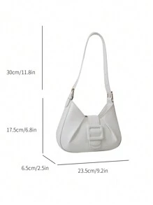 1pc White Pu Leather Shoulder Bag For Women - White - View 3