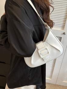1pc White Pu Leather Shoulder Bag For Women - White - View 4