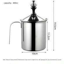 不銹鋼雙層濾網手動打奶泡機,cappuccino拿鐵咖啡杯拉花壺 - 銀色 - 查看 8
