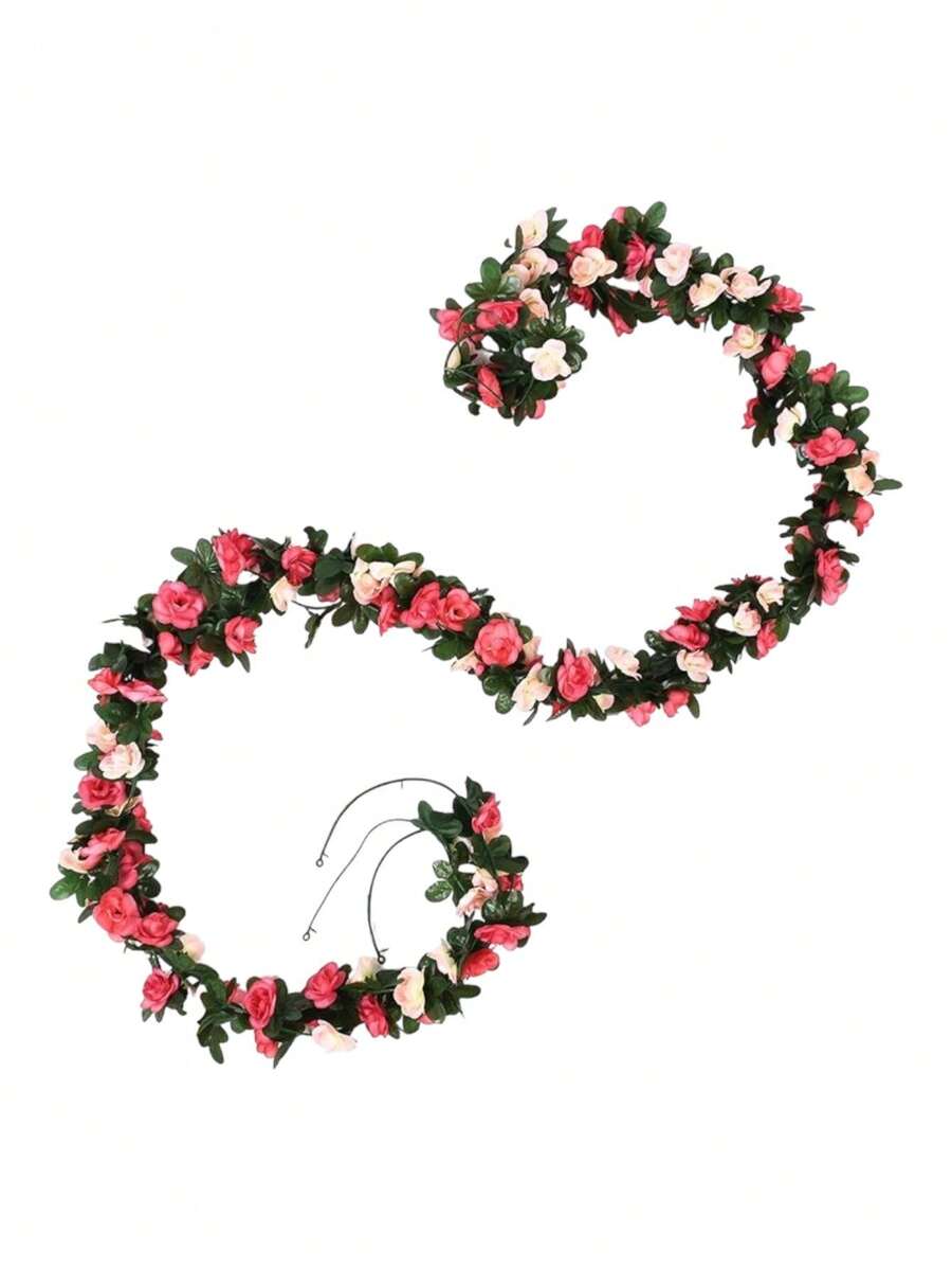 1 Guia de flor artificial rosa con 45 flores color alazar 2.4m - Multicolor - Ver 1