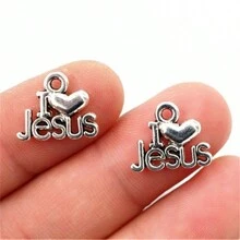 10入組手工製作古色古香的i Love吊墜,適用於手鏈項鍊diy珠寶製作 - 復古銀色 - 查看 2
