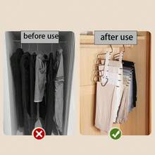 1pc 5-Layer Stainless Steel Pants Hanger, Multifunctional Wardrobe Organizer With Anti-Slip And Anti-Tilt Design - Black - View 4
