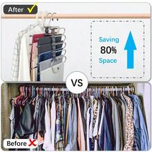 1pc 5-Layer Stainless Steel Pants Hanger, Multifunctional Wardrobe Organizer With Anti-Slip And Anti-Tilt Design - Black - View 5