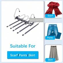 1pc 5-Layer Stainless Steel Pants Hanger, Multifunctional Wardrobe Organizer With Anti-Slip And Anti-Tilt Design - Black - View 9