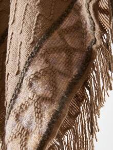 1件披風圍巾,可當作披肩、斗篷或外套穿著,適用於秋冬季節 - 棕色 - 查看 7