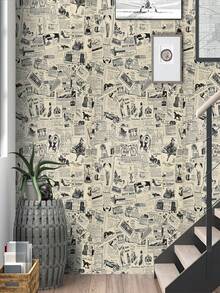 Self-adhesive Wallpaper With Vintage Newspaper Pattern - 45CM*300CM - View 3