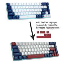 MageGee Box 60% Gaming Mechanical Keyboard Wired Game Keyboard Blue/Red Switch Type-C 68 Key LED Backlit Mini Compact Keyboard Laptop Tablet Games -Red Switch - Blue and White - View 3