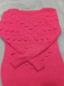 Women Knit Tops - Màu Hồng  San hô - Xem 2