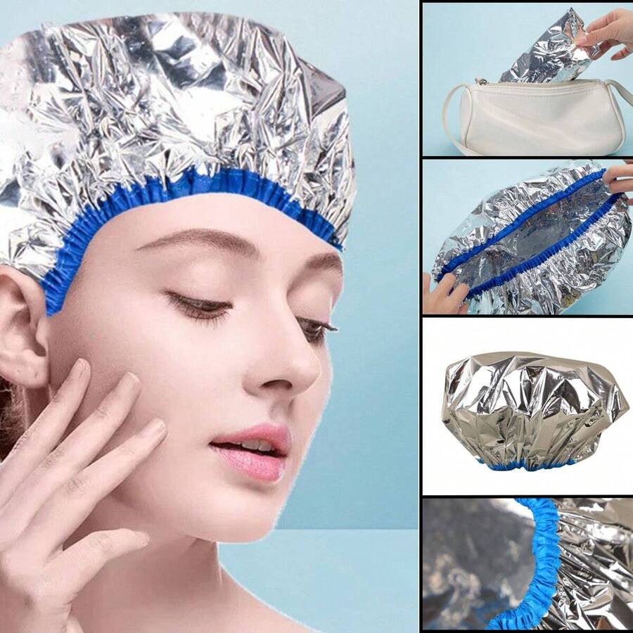 1pc Hair Care Thermal Self-Heating Steaming Cap With Temperature Control For Deep Conditioning, Heat Treatments Silk Bonnet Satin Bonnet - Silver - View 1