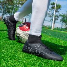 Black Football Shoes With Long Studs Ronaldo  Cleats - Black - View 3