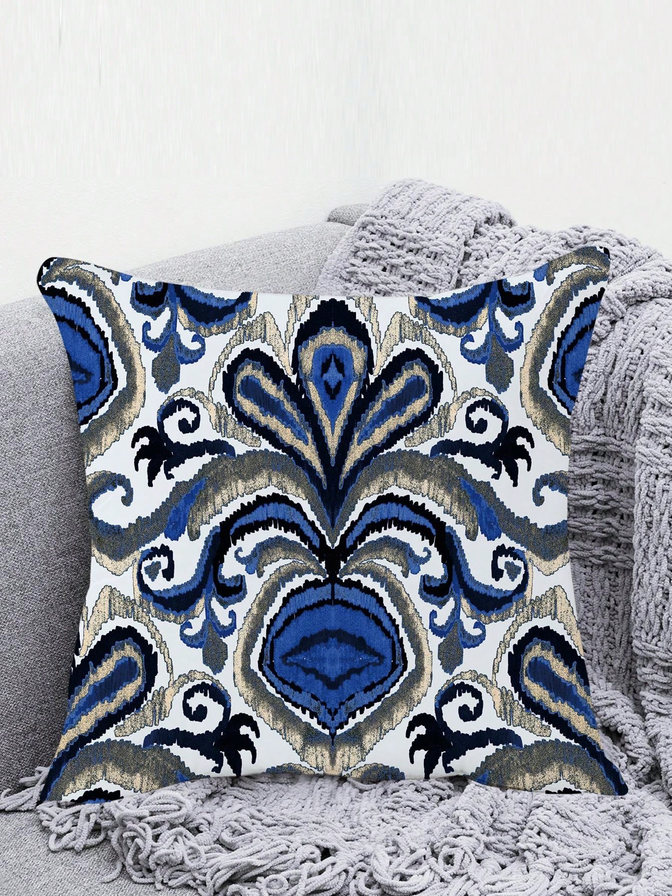 Elegante Jacquard Kissenbezug En Bloc Kiesel - Onlineshop