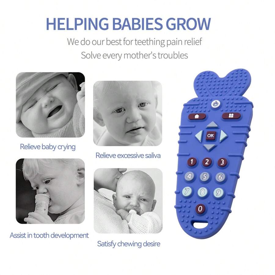 1入組胡蘿蔔形嬰兒牙膠,禮品適合女孩和男孩,0-6入組月寶寶出牙玩具,6-12月矽膠牙膠,適用於嬰兒磨牙玩具 - 霧霾藍 - 查看 1