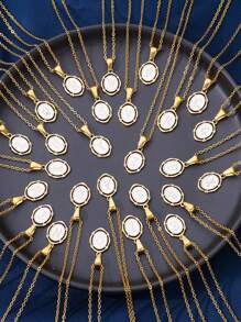 1入組優雅和多用途鍍金銅26英語字母吊墜項鍊合適適合女士在日常穿著 - 金黃色 - 查看 7