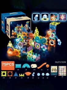 75 chiếc Khối xây dựng bằng gạch men từ tính Khối xếp chồng từ tính trong suốt 3D, Cảm hứng sáng tạo ngoài sức tưởng tượng, Giáo dục trẻ em, Bộ đồ chơi từ tính, Quà tặng cho trẻ mới biết đi Bé trai Bé gái 3-10 tuổi + - Nhiều màu - Xem 1