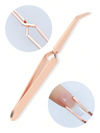Rose Golden Nail Sculpting Clip, Crystal Gel Nail Art Tool, Titanium Alloy Stamping, Durable Manicure Silicone Clamp Multifunction False Nail Cutter Shaping Tweezers Manicure Tools,Nail Supplies,Nail Tools,Nail Art Tools,Back To School,Nails,Nail Tools For Press On Nails