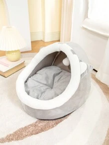 1pc Grey Hamster Shaped Pet Bed For Small Cats And Dogs To Sleep In All Seasons - Grey - View 1