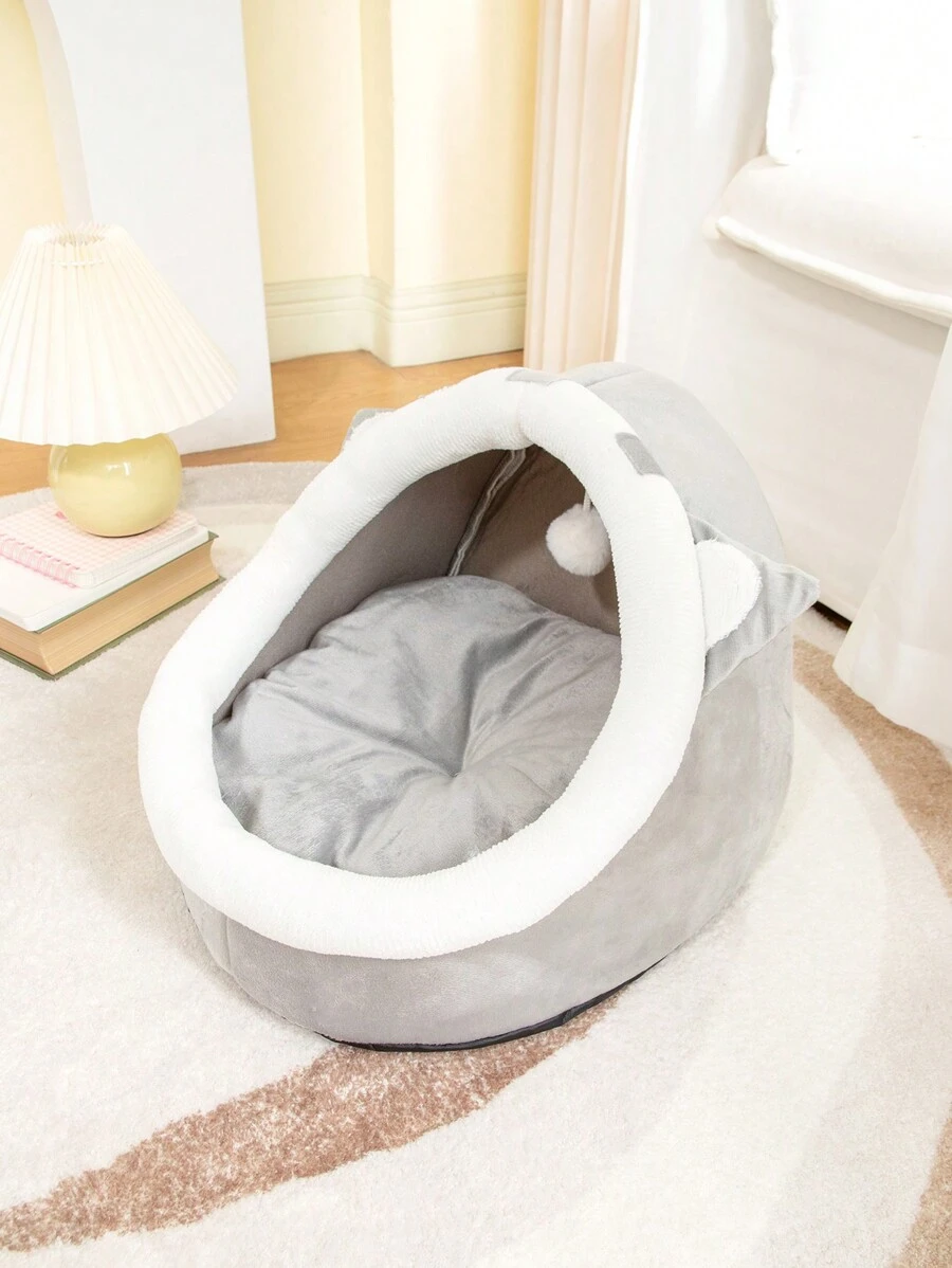 1pc Grey Hamster Shaped Pet Bed For Small Cats And Dogs To Sleep In All Seasons - Grey - View 1