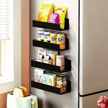 1pc Multipurpose Magnetic Spice Rack, Refrigerator Organizer Shelf With Hooks For Kitchen Tool - With Hook - View 4