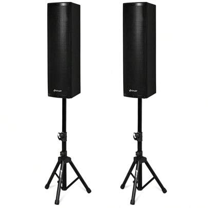 Sonart 2000W Set of 2 Bi-Amplified Speakers PA System with 3-Channel & Stands