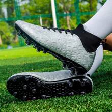 Men's Spring & Autumn High Top Outdoor Comfortable Breathable Shock Absorbing Anti-slip Fg Studs Professional Competition Training Soccer Shoes - Grey - View 5