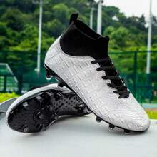 Men's Spring & Autumn High Top Outdoor Comfortable Breathable Shock Absorbing Anti-slip Fg Studs Professional Competition Training Soccer Shoes - Grey - View 3