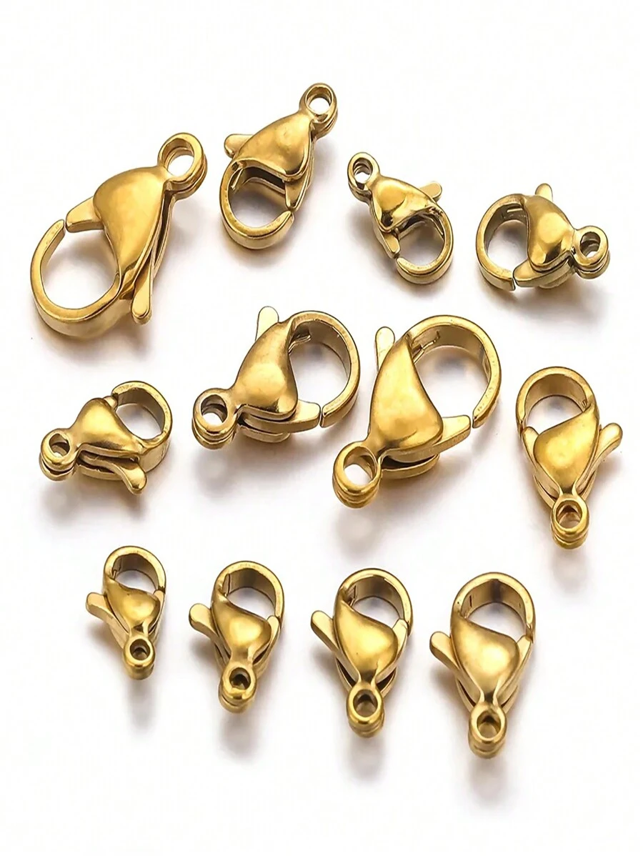 20 cái 9/10/11/12/13/15mm Thép không gỉ Lobster Clasp Cái móc Kết thúc Trình kết nối Vòng tay Dây chuyền DIY Làm đồ trang sức Phụ kiện - Vàng - Xem 1