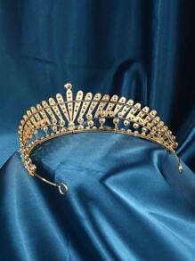 1pc Women's Rhinestone Crown Design Fascinator Headband For Wedding, Party - Baby Blue - View 3