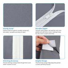 Giá treo quần áo VIPEK V30C có nắp, giá treo quần áo di động chịu lực nặng, giá treo quần áo có kệ dây, tủ quần áo lưu trữ, giá treo quần áo màu đen có nắp màu xám, đồ trang trí Halloween, trang phục Halloween, đồ trang trí mùa thu, đồ trang trí lễ hội - Xám - Xem 4