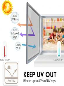 單向窗戶膜日間隱私鏡面窗戶染色膜,適用於家庭辦公室,可控制熱量,阻擋陽光,防紫外線反光染色膜玻璃窗戶和門的覆蓋 - 白色 - 查看 3