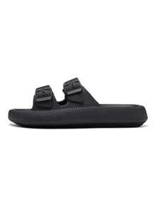 1 pereche de papuci de plajă pentru bărbați, originali, de vară, stil sport, sandale Eva cu platformă groasă, casual, în aer liber, antiderapante - Negru - Vizualizare 3
