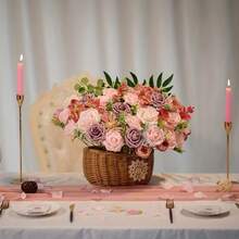 1set Artificial Rose Flower Arrangement Mixed With Silk & 30 Stems Faux Greenery Diy Wedding Arch Bridal Bouquet Party Wall Home Decor Holiday Decoration - Baby Pink - View 6