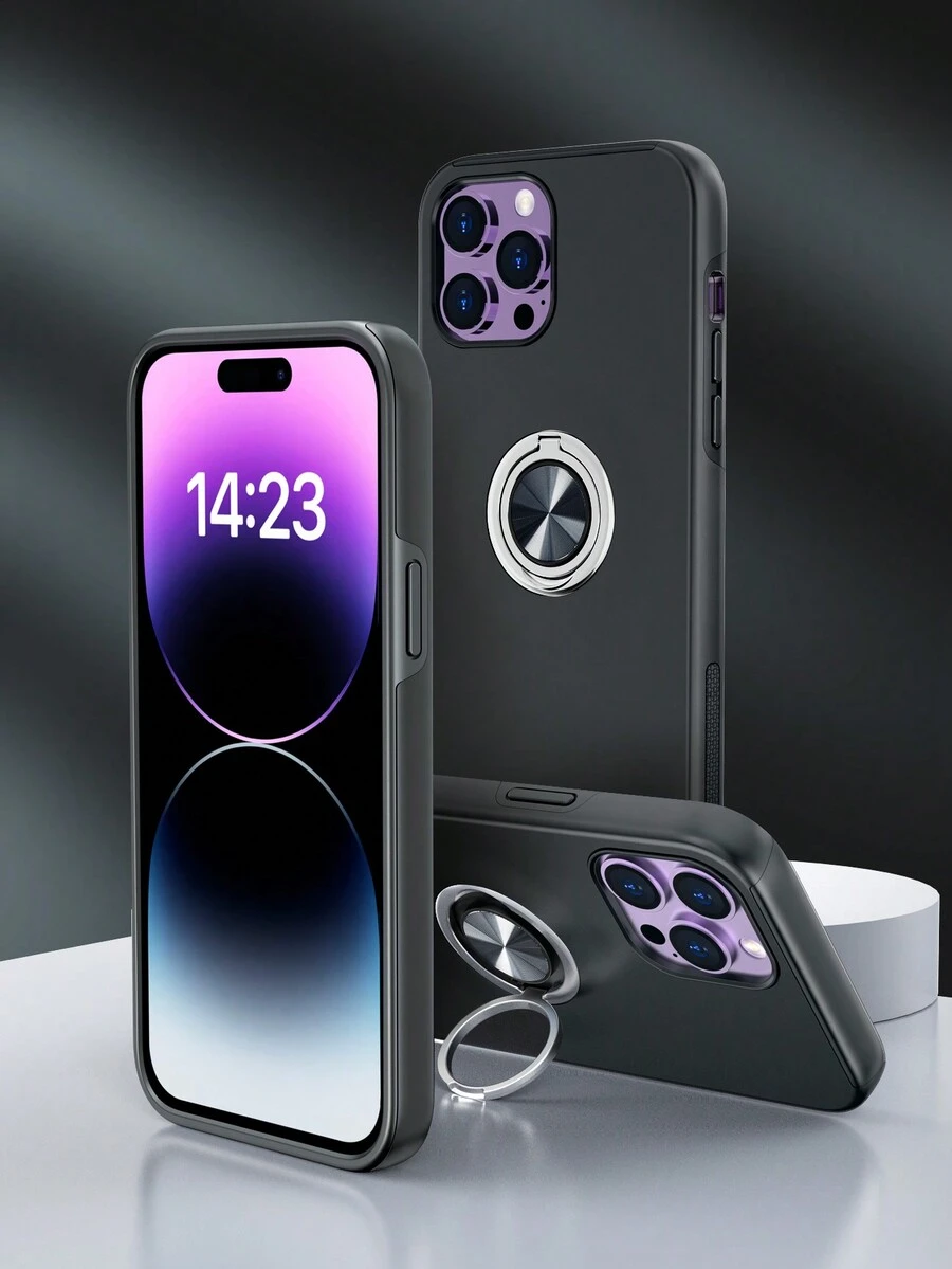 Habyby 可配合 Iphone 15/15pro/15plus/15pro Max 使用之搖擺環電話殼 - 黑色 - 查看 1