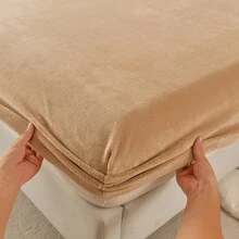 1 件天鵝絨防滑純色床單,柔軟舒適防靜電,耐用,適合各種房間 - 卡其色 - 查看 7