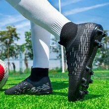 Black Football Shoes With Long Studs Ronaldo  Cleats - Black - View 4