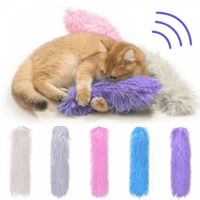 Plush Cat Interactive Toy Strip Soft Chewing Bite Toy Kitten Pillow Solid Color Teeth Grinding Plaything Pet Supplies Catnip Plush Pillow Nibbling Kitten Pet Toys Pet Supplies Cat Toys Interactive