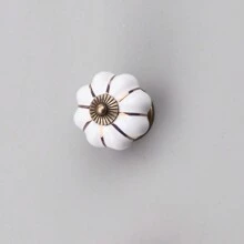 1pc Single Hole White Ceramic Drawer Pulls, Pumpkin Shaped Cabinet Handles, Wardrobe Shoe Cabinet Door Knobs, With 2.2cm Screws, American Style Furniture Hardware Accessories - White - View 4